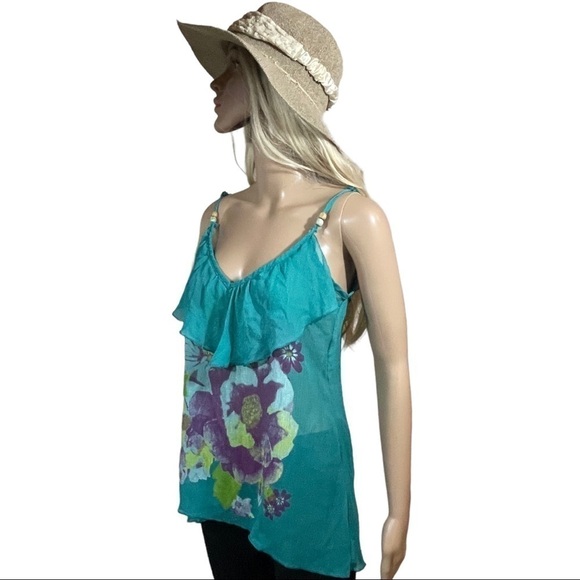 Rue 21 green floral print Spaghetti strap top - Picture 5 of 9